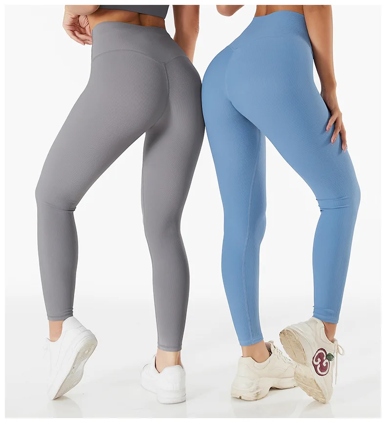 Yoga Outfit Ribbed Seamless Yoga Set Wholesale Sportswear Fitness Wear Seamless Leggings And One Shoulder Sports Bra Set