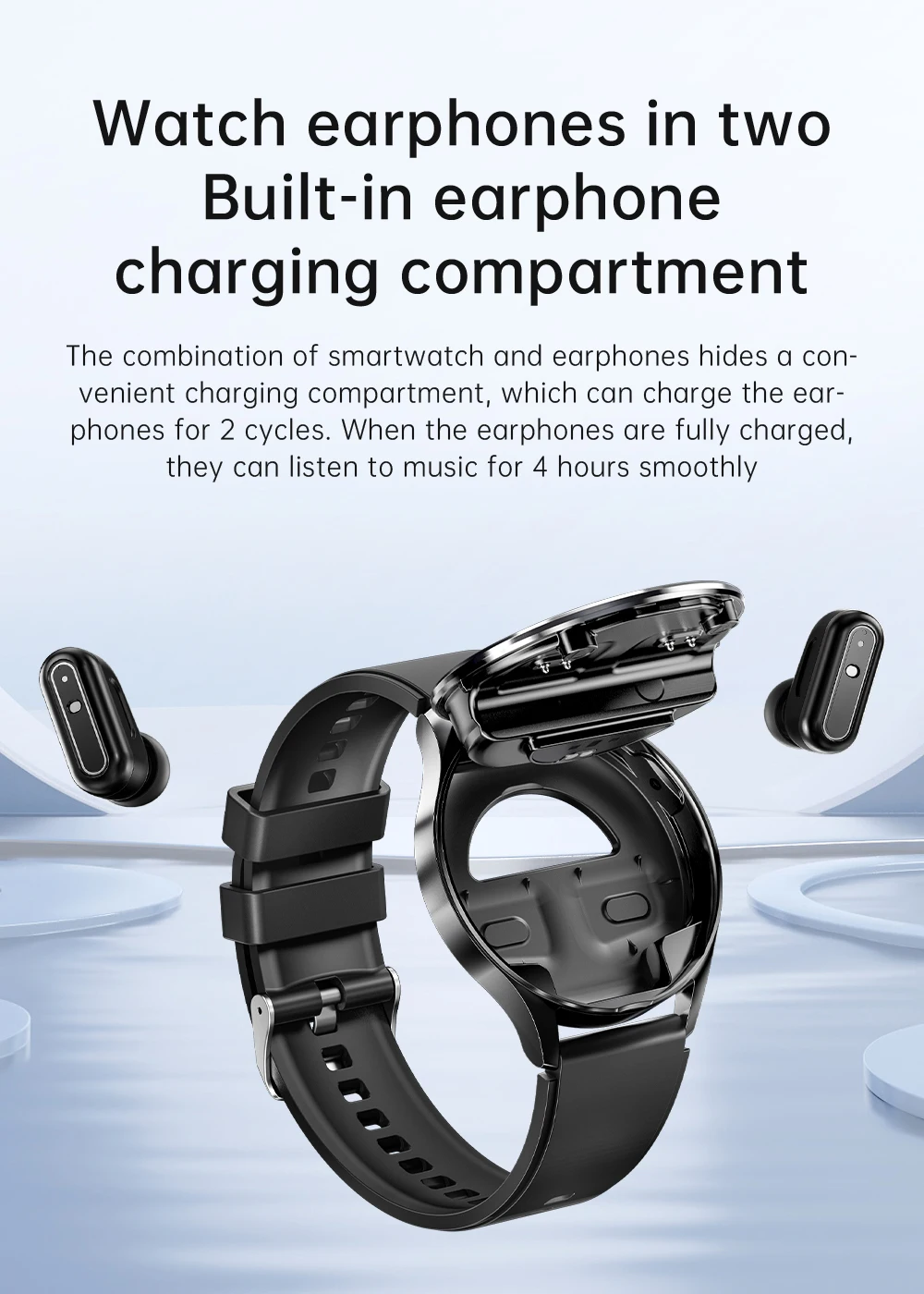 High-End 1.39 Inch X10 TWS Earphone Smart Watch IP67 250+30mAh 2 in 1 NFC BT Call Round Smart Watch with Built-in Earbuds