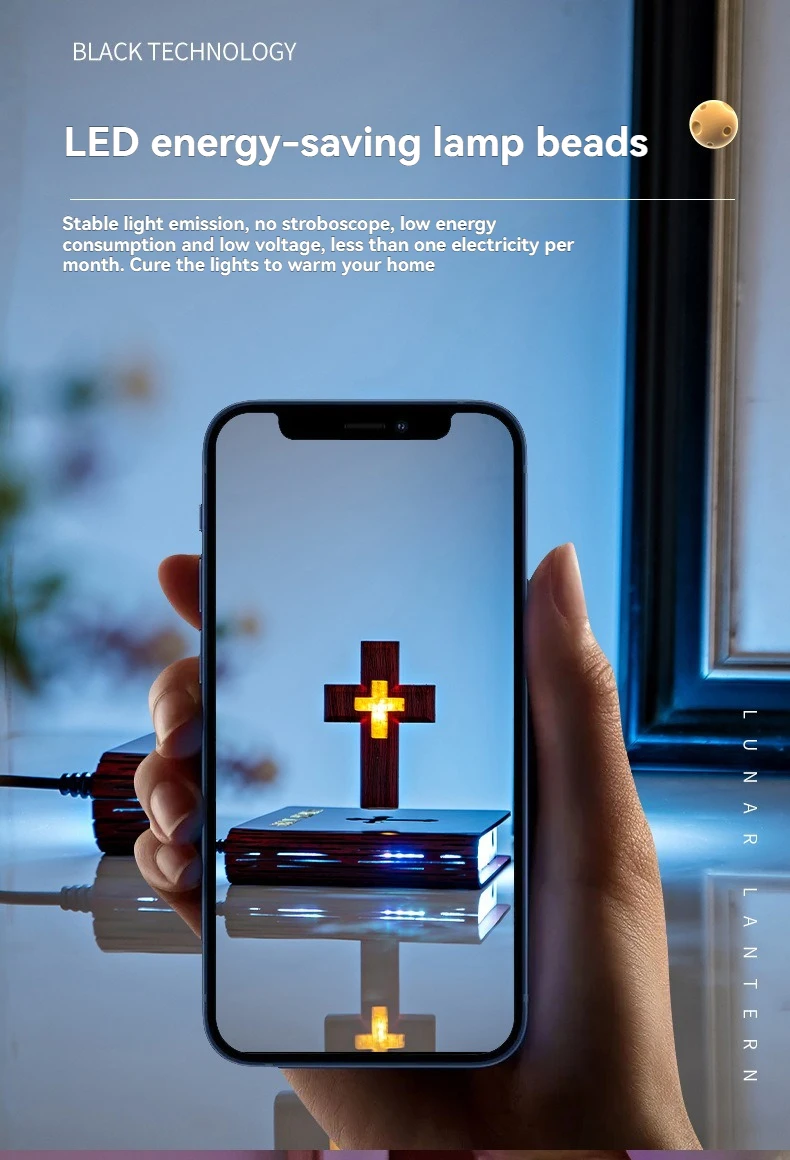Personalized Gifts Decoration for Home Levitating Magnetic Floating Cross Table Lamp