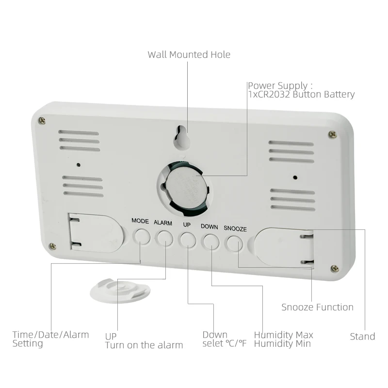Large Alarm Clock Snooze Time Calendar Dementia Clock Temperature Desk Table Wall Backlight Large Display Digital Clock Kit