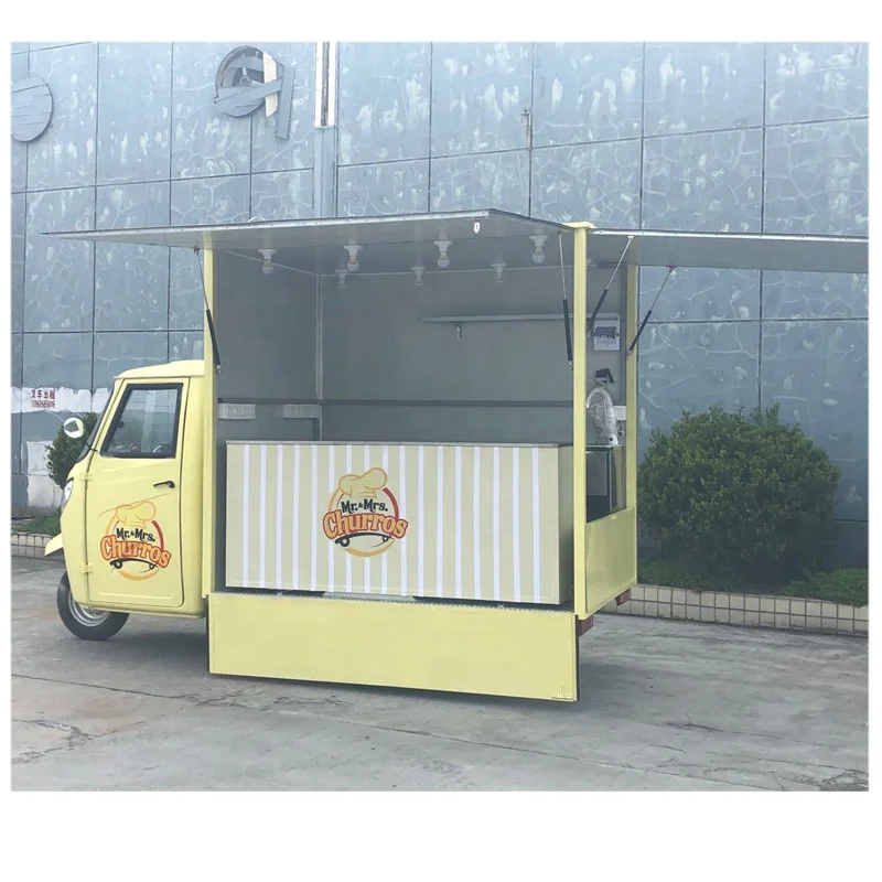 Newest 3 Wheel Piaggio Ape Mobile Fast Food Truck for Ice Cream Cart Sale