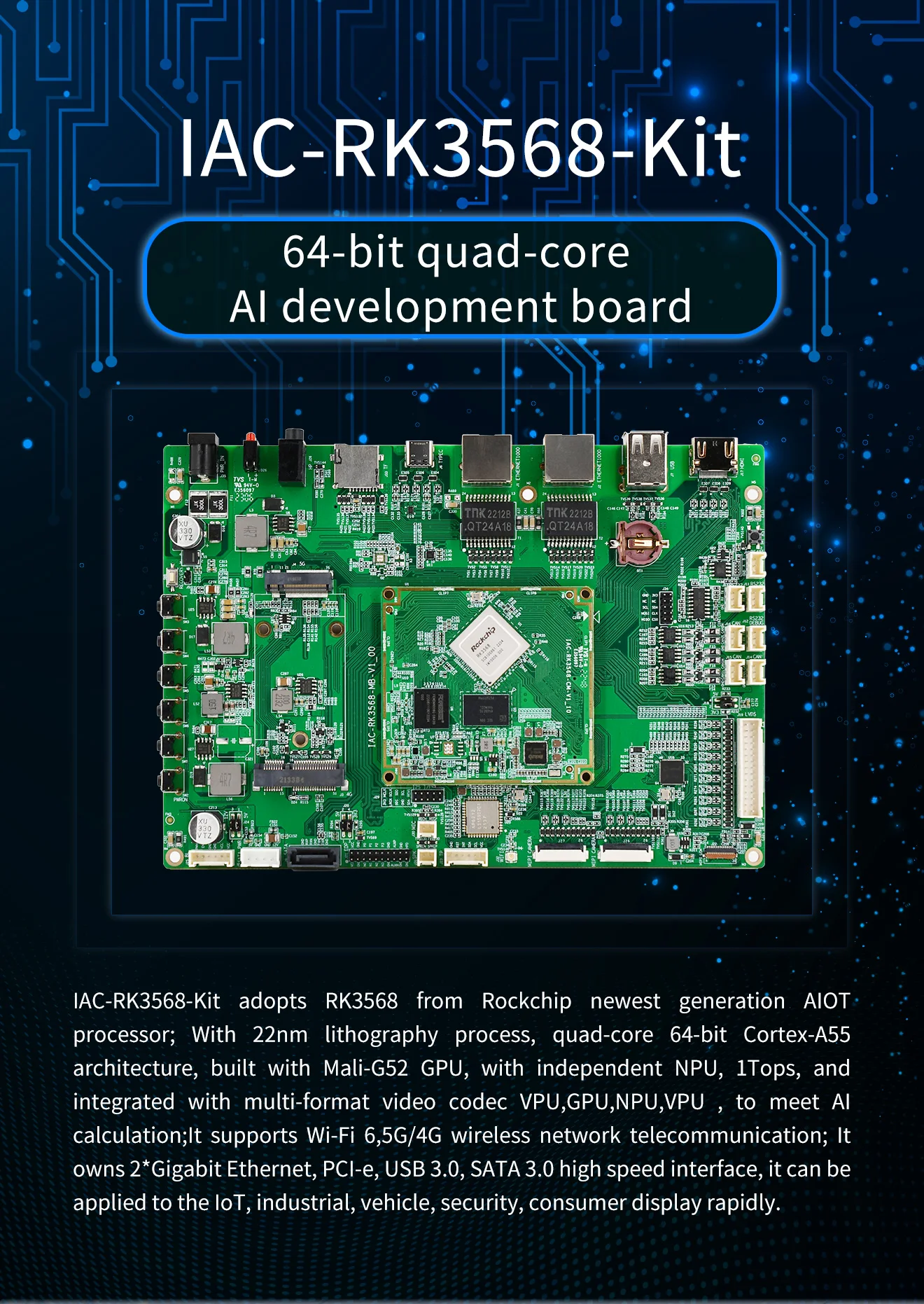 Industrial Grade Vending Machine Motherboard Rockchip Rk3568 Arm Board
