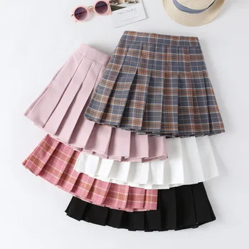 Girls' pleated skirt middle school children's College style summer children's Plaid Skirt