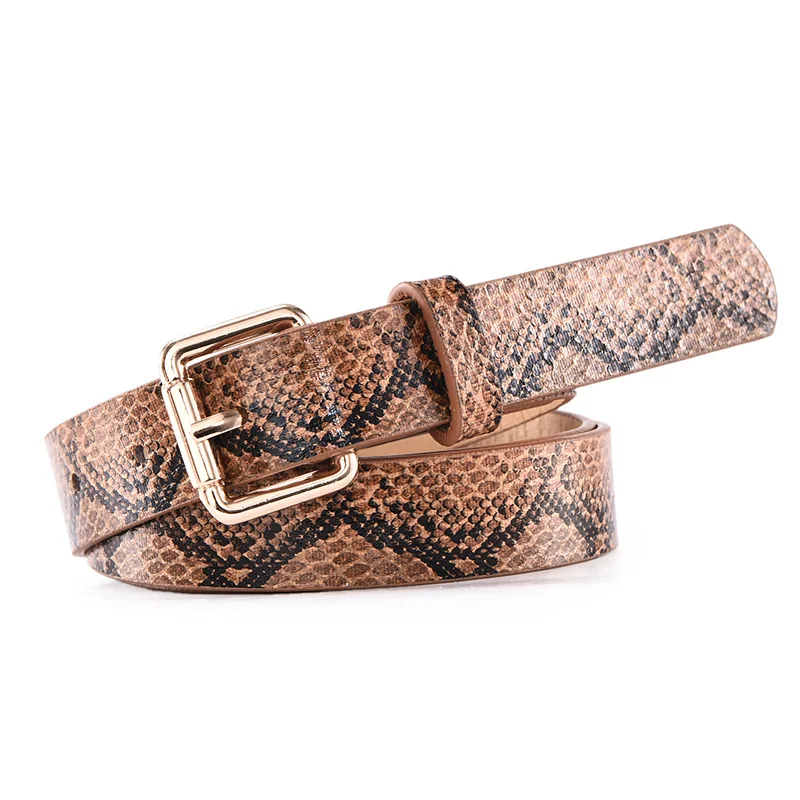 Women Belt with Pearls - Snakeskin Leopard Print PU Leather display picture 1