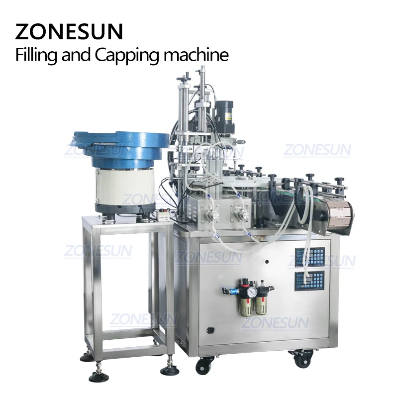 ZONESUN ZS-AFC1 Automatic Plastic Small Glass Round Essential Oil Eyedrop Bottle Liquid Monoblock Rotary Filling Capping Machine
