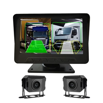AI Truck BSD Blind Spot Monitor System Front and Rear Screens Thoroughfare Monitor System 7 inch Bus Monitor for Truck 1080P