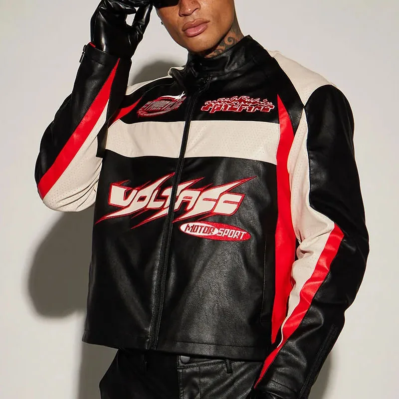 Custom design retro classic motorcycle oem patch genuine leather racing jacket for men_voghion.com