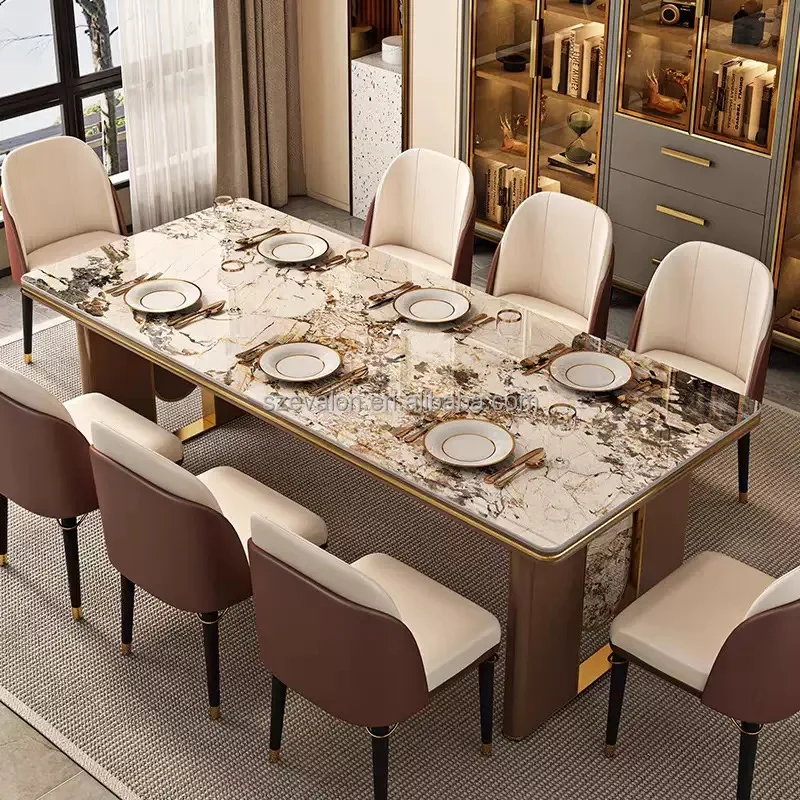 Luxury Modern Marble Dining Table and Chair Set for 6/8 Seats Hotel ...