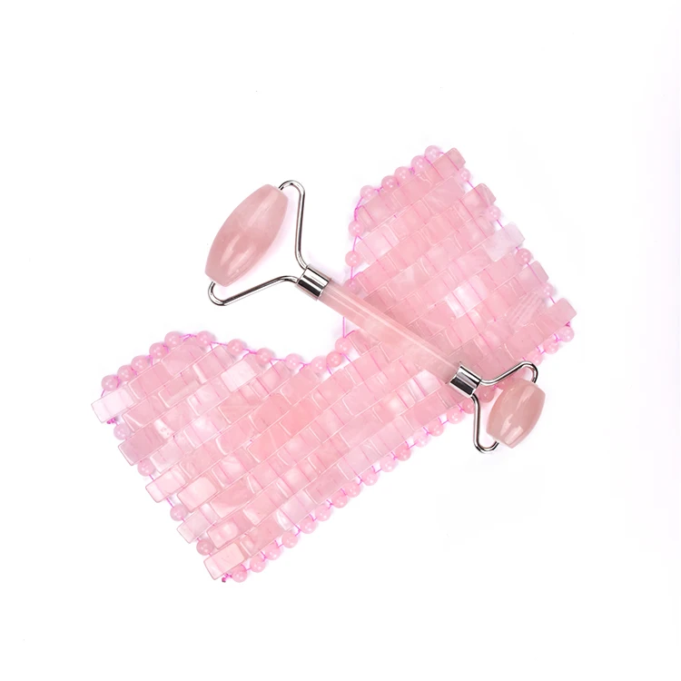 Luxury pink rose quartz sleep jade stone eye mask for diminish puffiness and bags