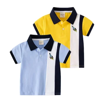 Children's Polo t Shirt Wholesale 2024 Boys Summer New Pure Cotton Short sleeved T-shirt Baby Embroidery Splicing Trendy Top