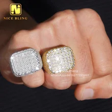 Half Iced Out Hip Hop Rings VVS Moissanite Diamond Engagement Bands Men Fashion 925 Silver Jewelry Geometric Rings