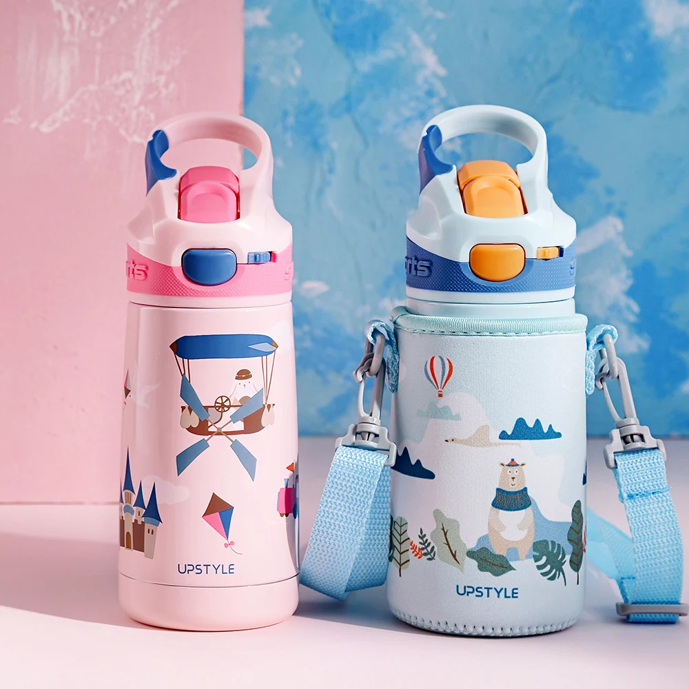 Wholesale OEM Thermos Kids Autospout 12oz Vacuum Simple Modern Kids  Insulated Water Bottle cup with Straw Carrying Flid Top From m.