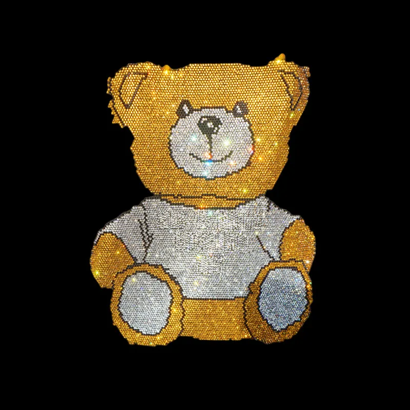 Free sample Lion hot fix Transfer Crystal Iron On motif rhinestone iron on appliques