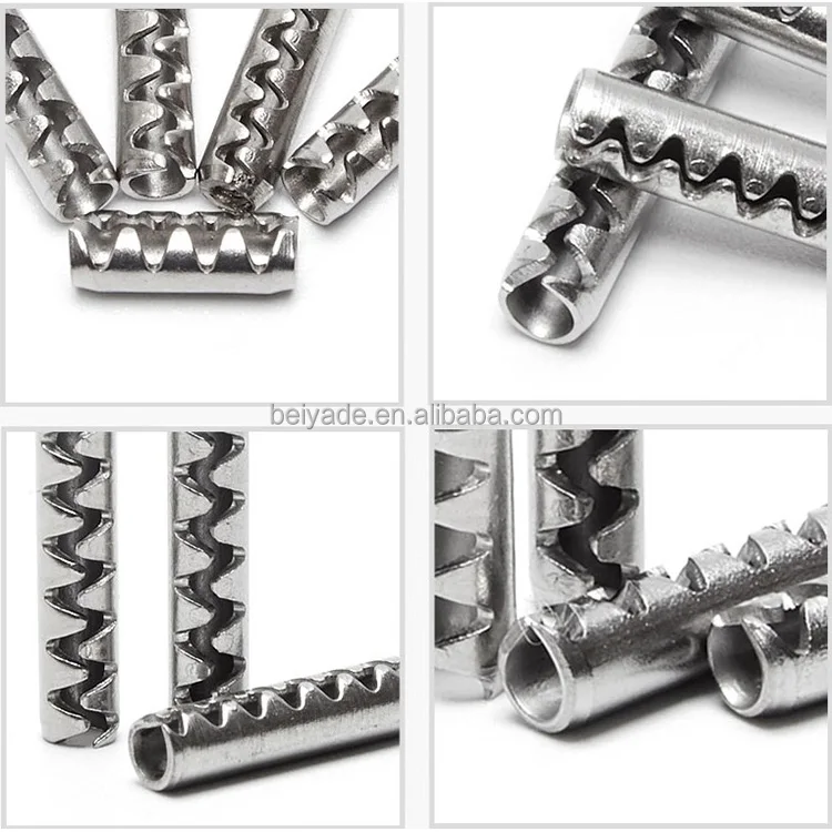 Spring Pin With Tooth Slot 304 Stainless Steel Toothed Type Cylindrical Slotted Spring Pin - Buy ...