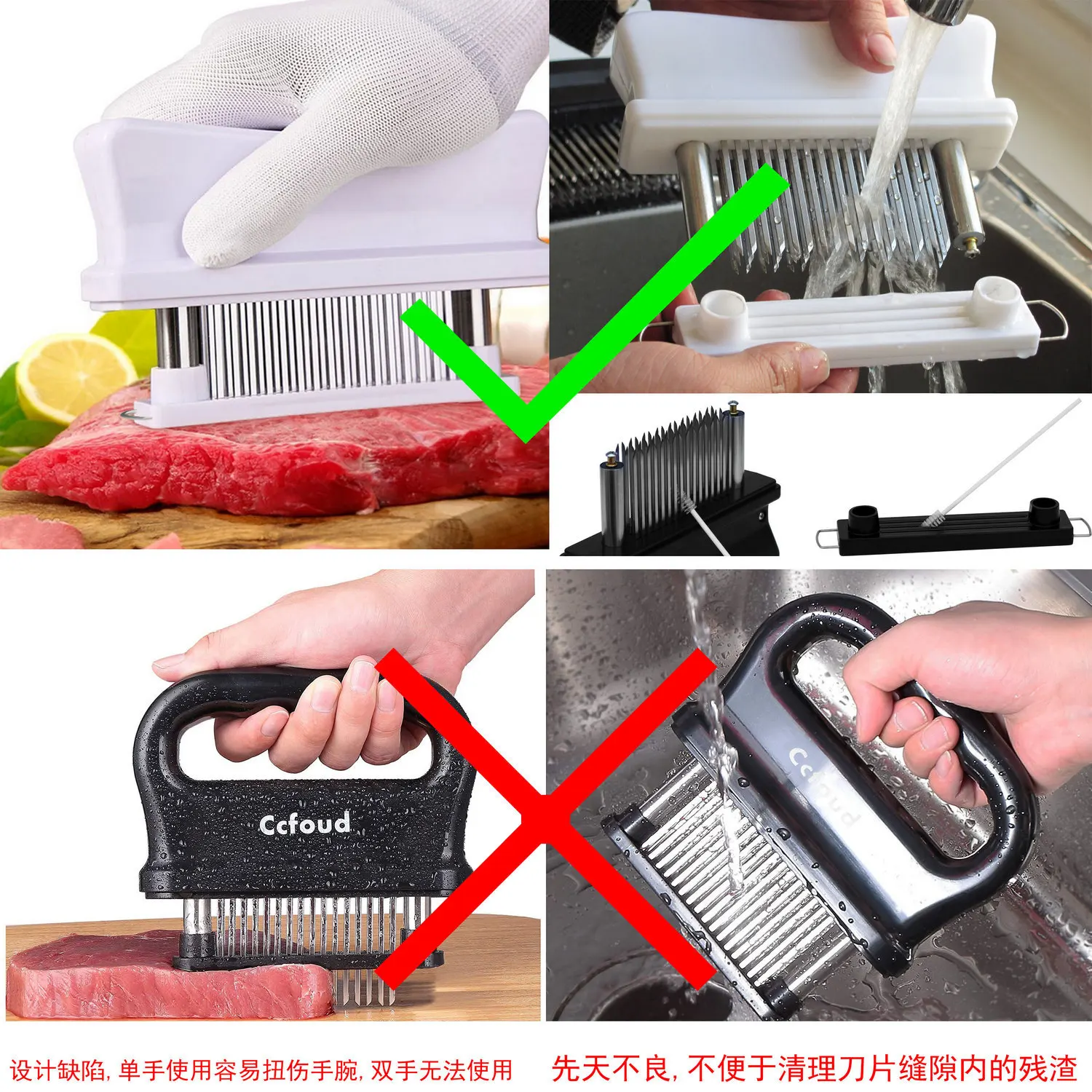 1pc Meat Tenderizer Tool Meat Tenderizer Hammer Meat Tenderizer Machine  Stainless Steel Needle Sharp Kitchen Cooking Tool For Tenderizing Steak  Beef B