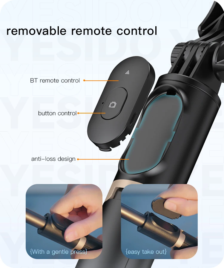 Yesido Bluetooth Selfie Stick Tripod Zoom Handheld Gimbal Foldable Stabilizer Selfie Stick