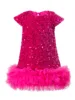 Paillettes in flanella rosso rosa