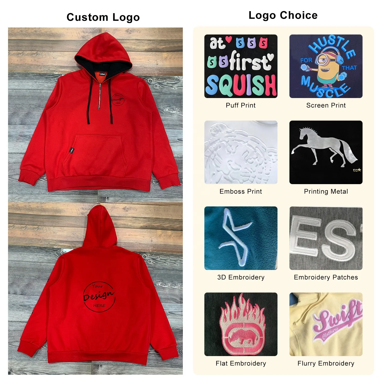 JL64A Oversized Fit Heavyweight 1/4 Quarter-Zip Pull On Pullover Hoodies Men’s Sweatshirt