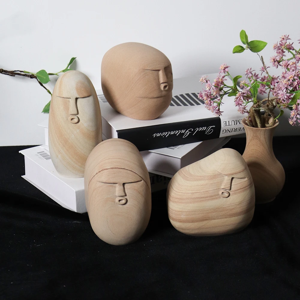 Handmade Natural Sandstone Human Figurine Custom Sizes Minimalist/Modern Design High Quality for Home Office Gallery Decoration