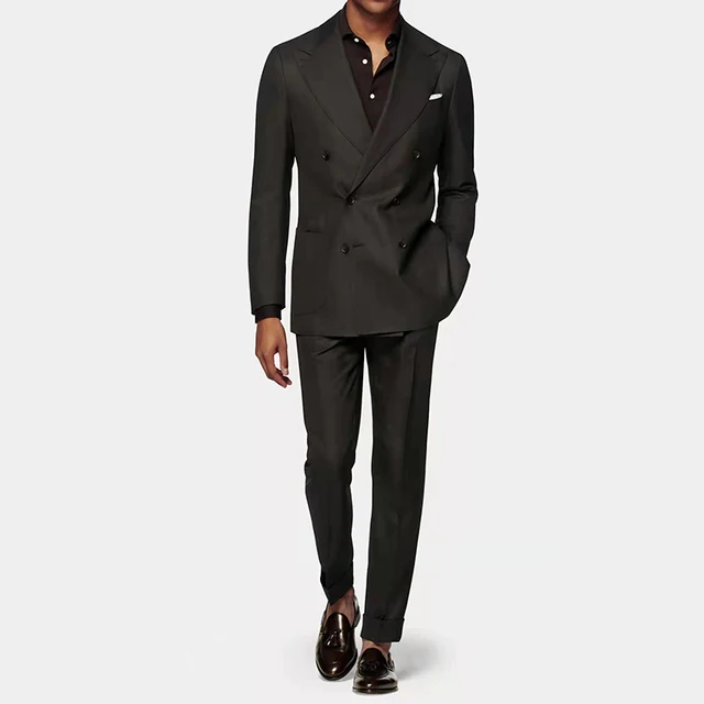 New Men's high quality customized suit business casual fashion double-breasted suit