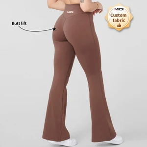 Custom Nylon Stretch Butt Lift High Waisted V Shape Yoga Pants XL Women's Flared Gym Yoga Leggings