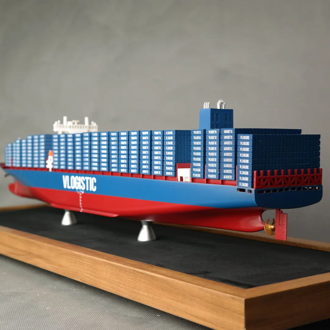 【A】O.A.S Customized 65cm Static Container Ship Model Factory Freight Forwarder & Shipping Agent Hobby Display Case Gift