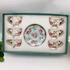 Lotus small cup blue plate-6 cups 6 plates