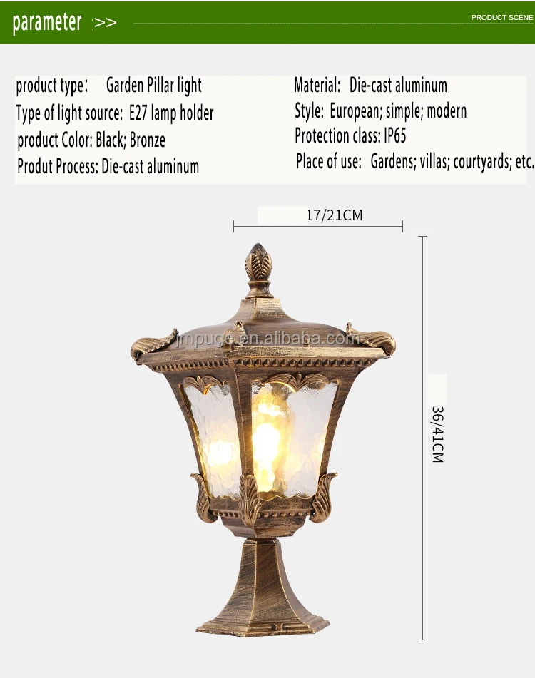 Outdoor Aluminum Pillar Lights Waterproof Post Solar Powered Led Gate