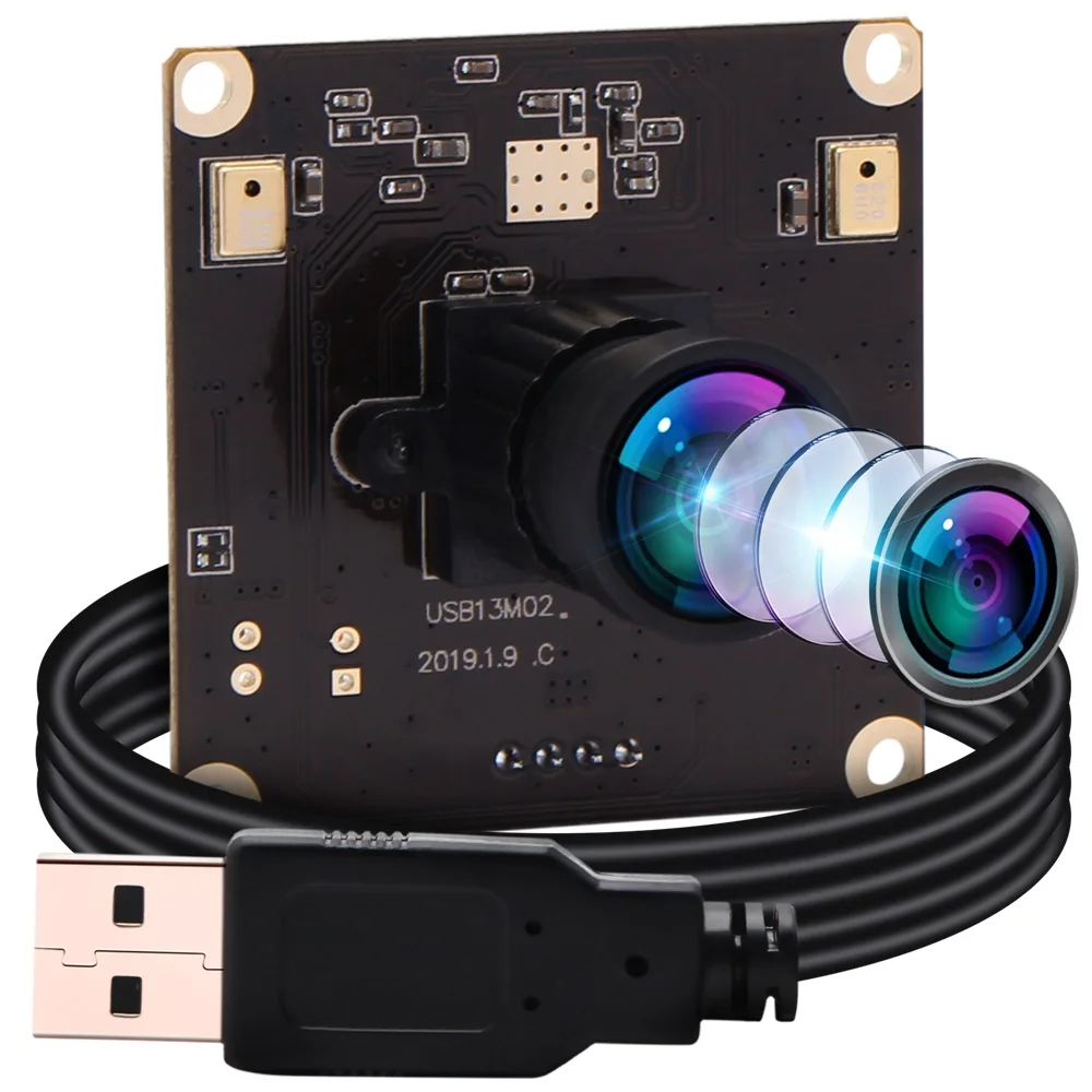 ELP Wide Angle Lens No Distortion 4k Webcam 13Mpixels CMOS IMX214 UVC HD  Mini USB Camera With MIC
