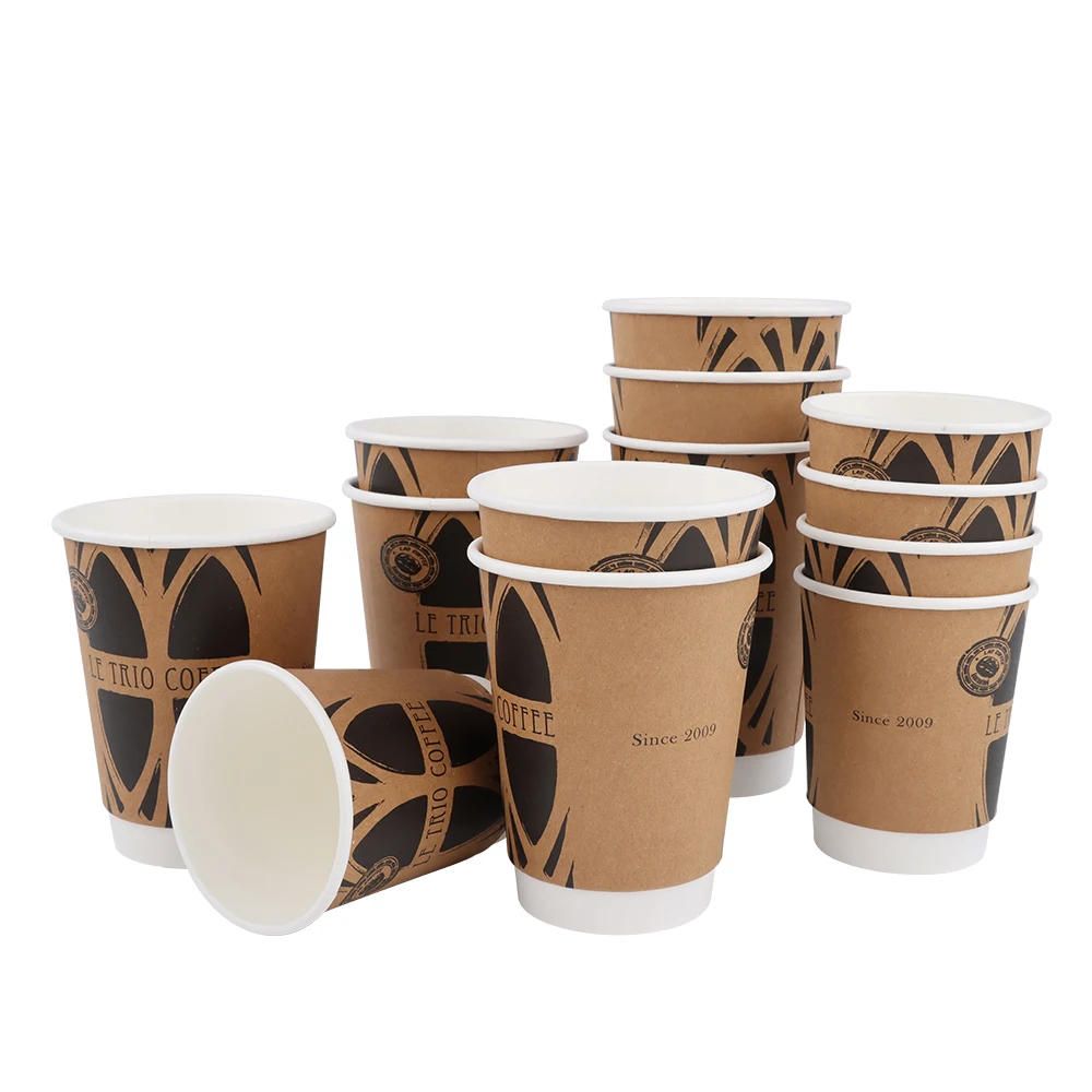 8oz 12oz 14oz 16oz 22oz  Customized Print Logo Biodegradable Coffee Cups Paper for Hot Drink With Lids