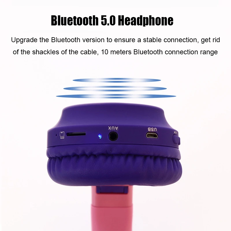 BT028C Get Free Product Sample Blueto Others Cute Cat Ear Wireless Music Voice Headset New Fashion Style Foldable Headphone