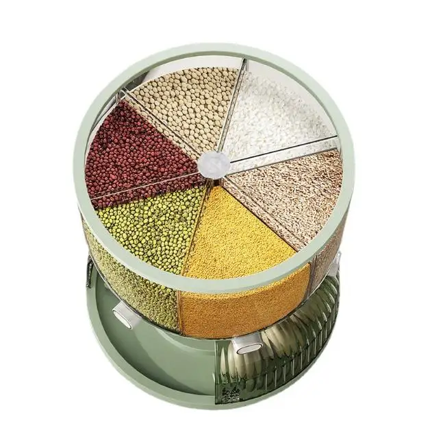 Multi Functional Grain Storage Box Rotating Sub Grid Rice Bucket Egg