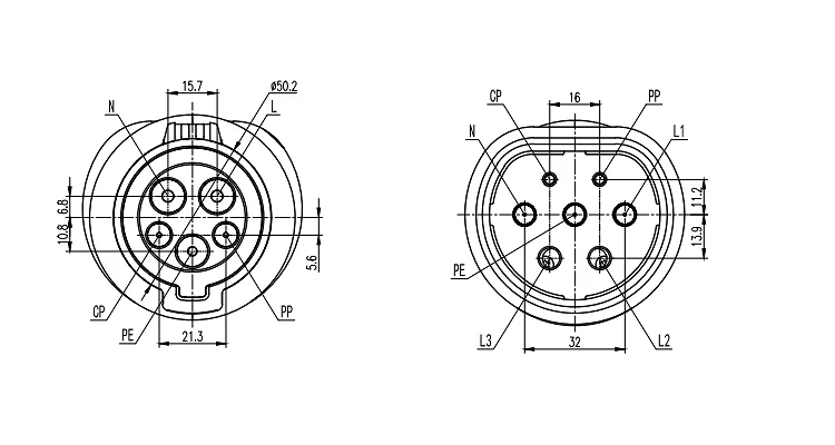 Electric Vehicles Connector Plug Type 1 to Type 2 EV Charging Adapter