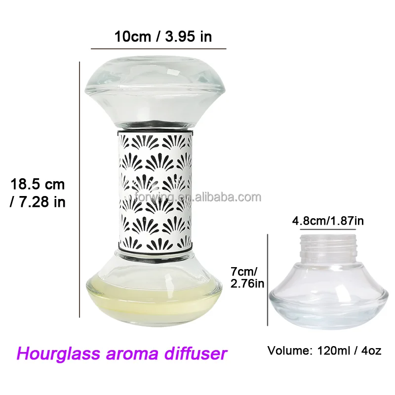 Factory direct sales new design aroma essential oil diffusers luxury customizable fragrance hourglass diffuser bottle supplier