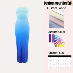 Wholesale Fashionable Strapless Long Gown with Bodycon Style and Open Back Detail for Cocktail Party Night Out Wear