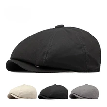 Men's Spring Summer Lightweight Breathable Cotton Trucker Hat Retro Stylish Fur Bucket Hat Fedora Newsboy Cap Unisex