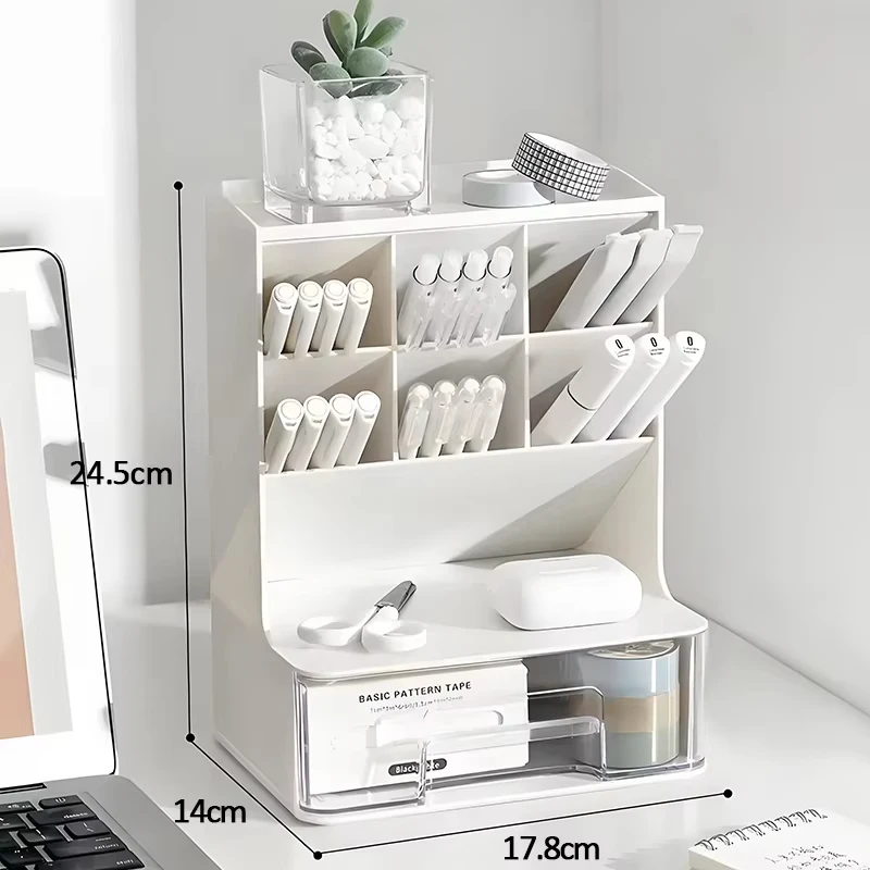 New Minimalist Student Stationery Pen Holder Multifunctional Storage Drawer Organizer Office Desk Cosmetics Storage Box