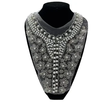 Garment accessory lace collar  Rhinestone applique lace appliques and trimmings