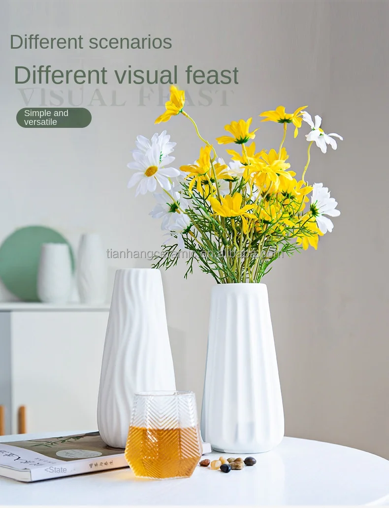 Custom Logo European Creative White Home Decorations Classical Traditional Flower Vase Desktop  For E-commerce Stores .jpg