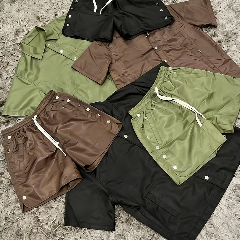 Custom Men's Summer Hot Sale Fashion Nylon Spandex Tracksuits High Neck Sweatshirts Shorts Sport Set gallery 3