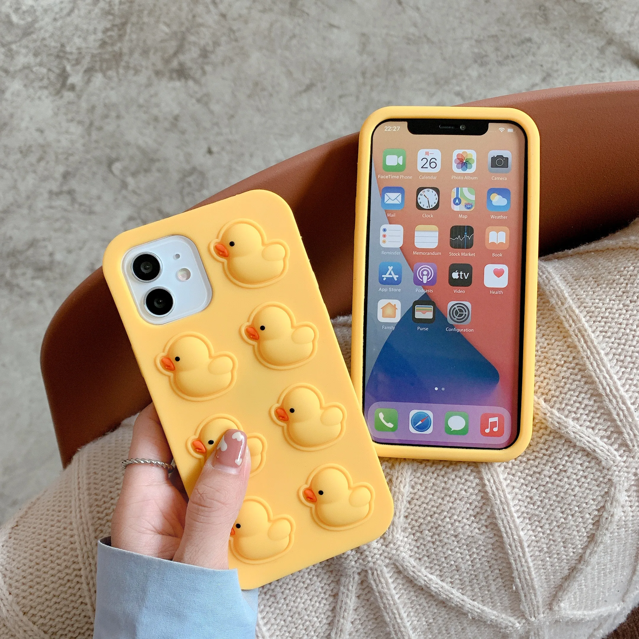 Popular Decompression Silicone 3D Cartoon Yellow Duck Waterproof And Shockproof Mobile Phone Case For iPhone 13 12 11 Pro Max