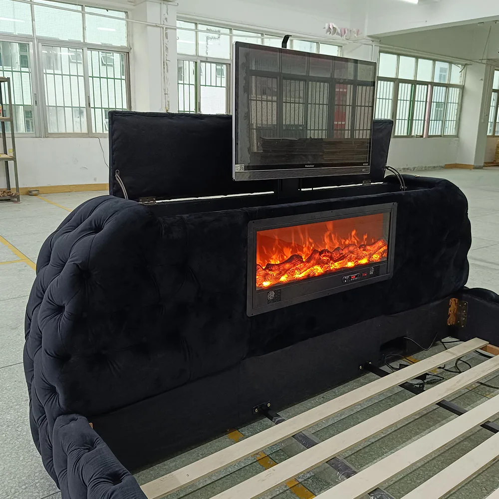 Modern Luxury Bedroom Furniture Set Super King Bed With Tv Motorized