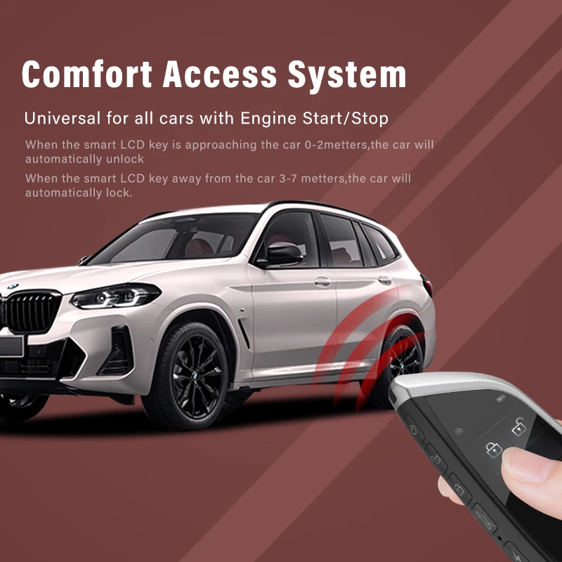 Smart LCD Car Key Upgrade Keyless USB Chargeable Large Battery Universal English Remote Key Fob