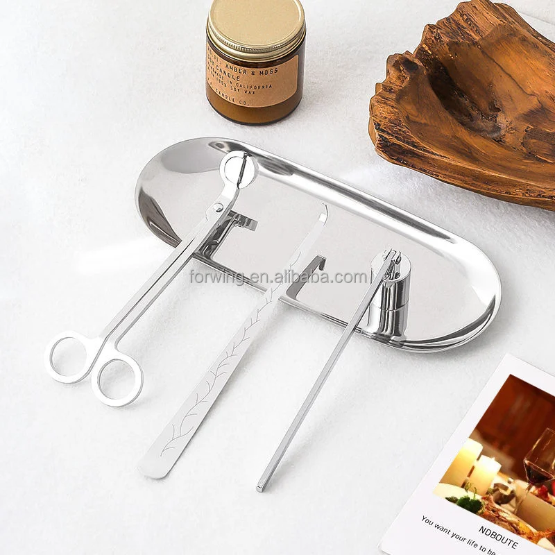 Candle Care Tools Set Candle Wick Trimmer Scissors Dipper Snuffer Tray