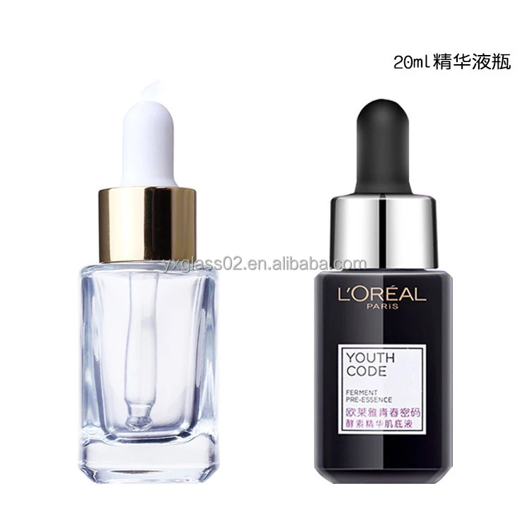 Essential oil glass bottle Square Serum glass Dropper Bottle skincare cosmetic glass dropper container factory