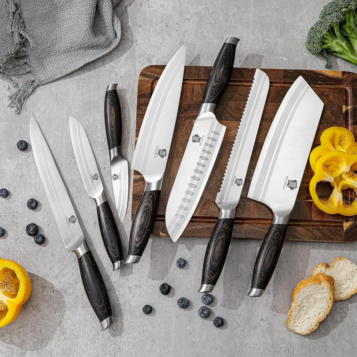 WILDMOK 7-teiliges Kochmesserset, hochwertiges Küchenmesserset aus Edelstahl_voghion.com