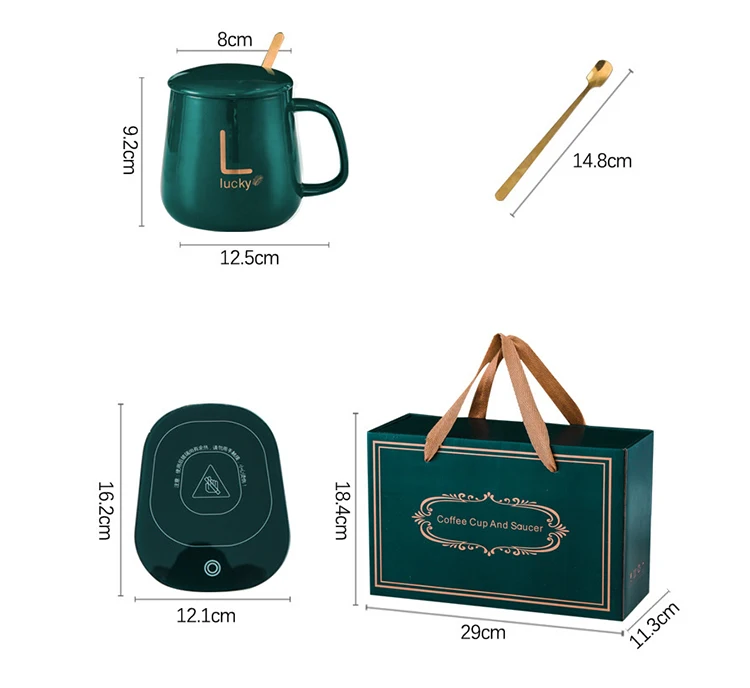 Nordic Style Cute Intelligent Temperature Control Heated Cup Set Smart 55 Degree Ceramic Coffee Mug Warmer With Thermostat