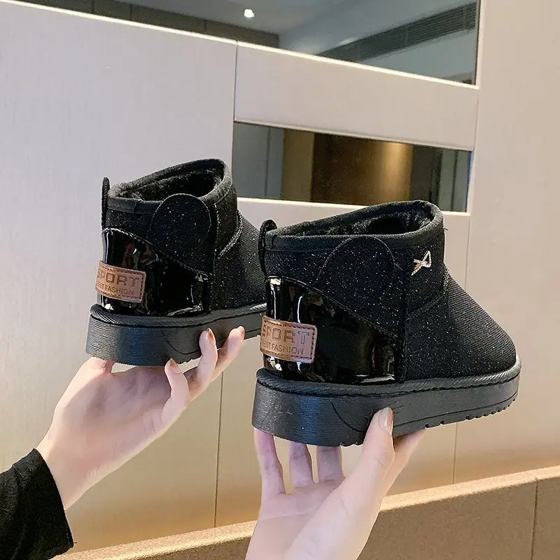 Snow   women 2020 new short tube all-match flat snow boots women fur boots for women hiking boots