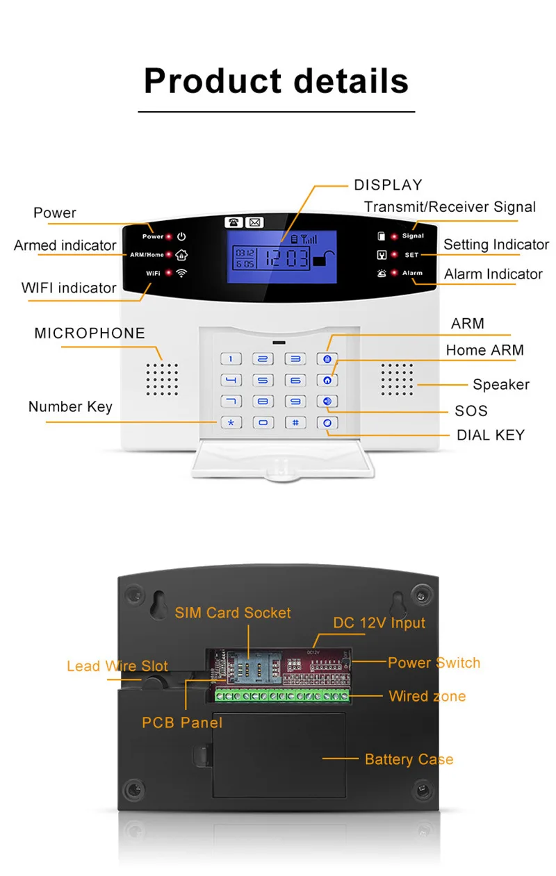 Tuya Smart Home Security Alarm System WIFI 4G Dual Network Two-Way Audio Timed Disarm SOS 433MHZ Remote Control Backup Battery