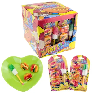 Wholesale Colorful Sweet Music Whistle Lollipop with Hot Dog Gummy Soft Candy